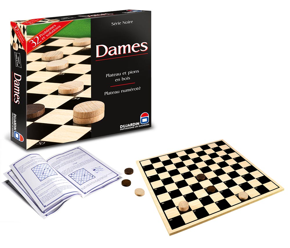 Coffret en bois jeux d'echec et jeu de dames avec plumiers